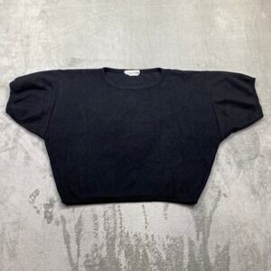 VTG Stanley Korshak Black Cashmere Short Sleeve Sweater Made in Italy Womens M